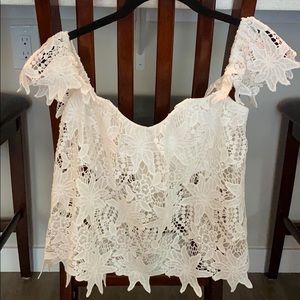 ASTR The Label Lace Off the Shoulder Top